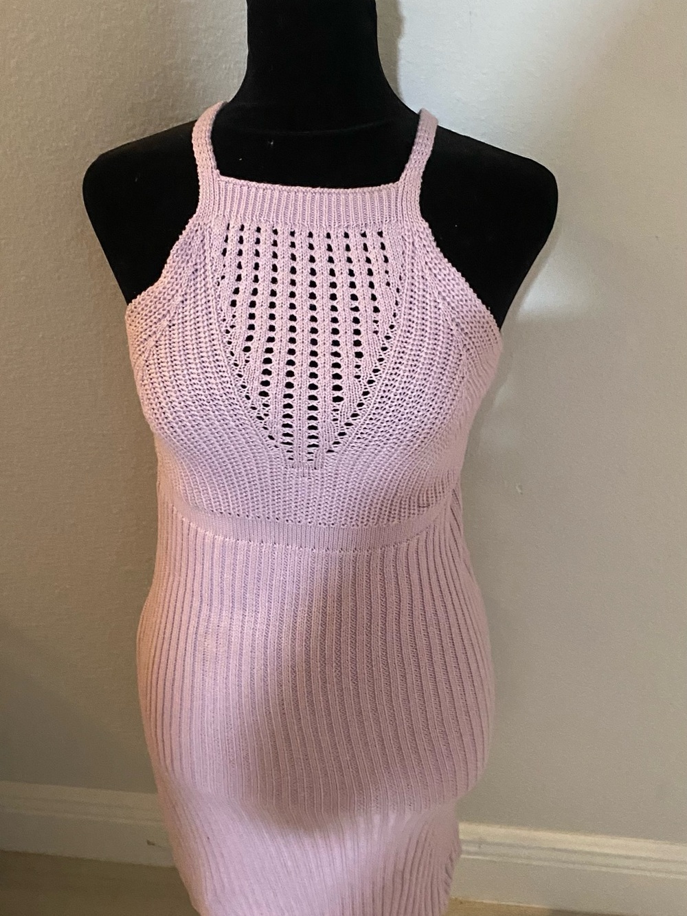 Olive & Oak Light Pink Ribbed Knit Halter Tank
